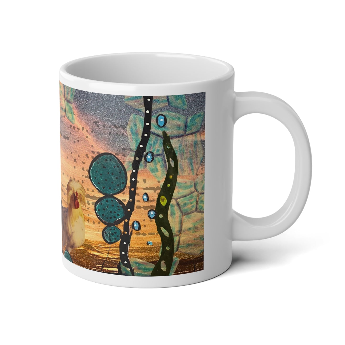 The Funky Chicken Rides at Dawn - 20oz White Mug