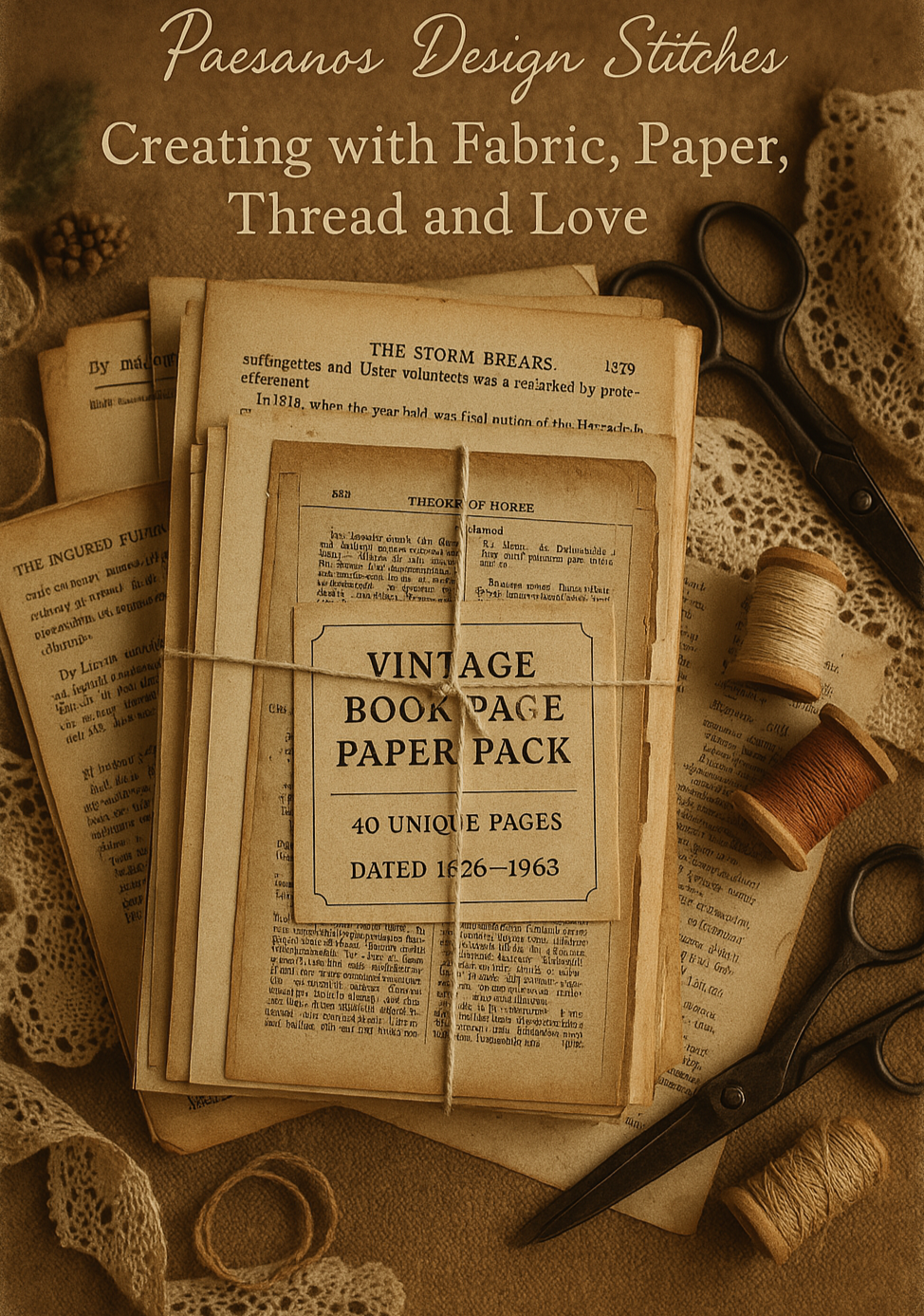 Vintage Book Page Paper Pack Bundles