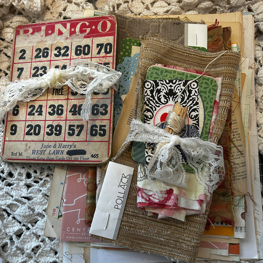 Junk Journal Starter Kit with Vintage Bingo Board Covers