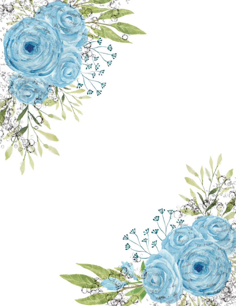 Blue Flowers of Joy Digital Printable.
