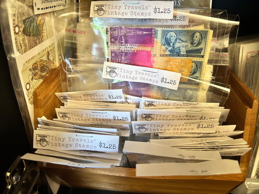 "Tiny Travels" Vintage Stamps Pack of 10