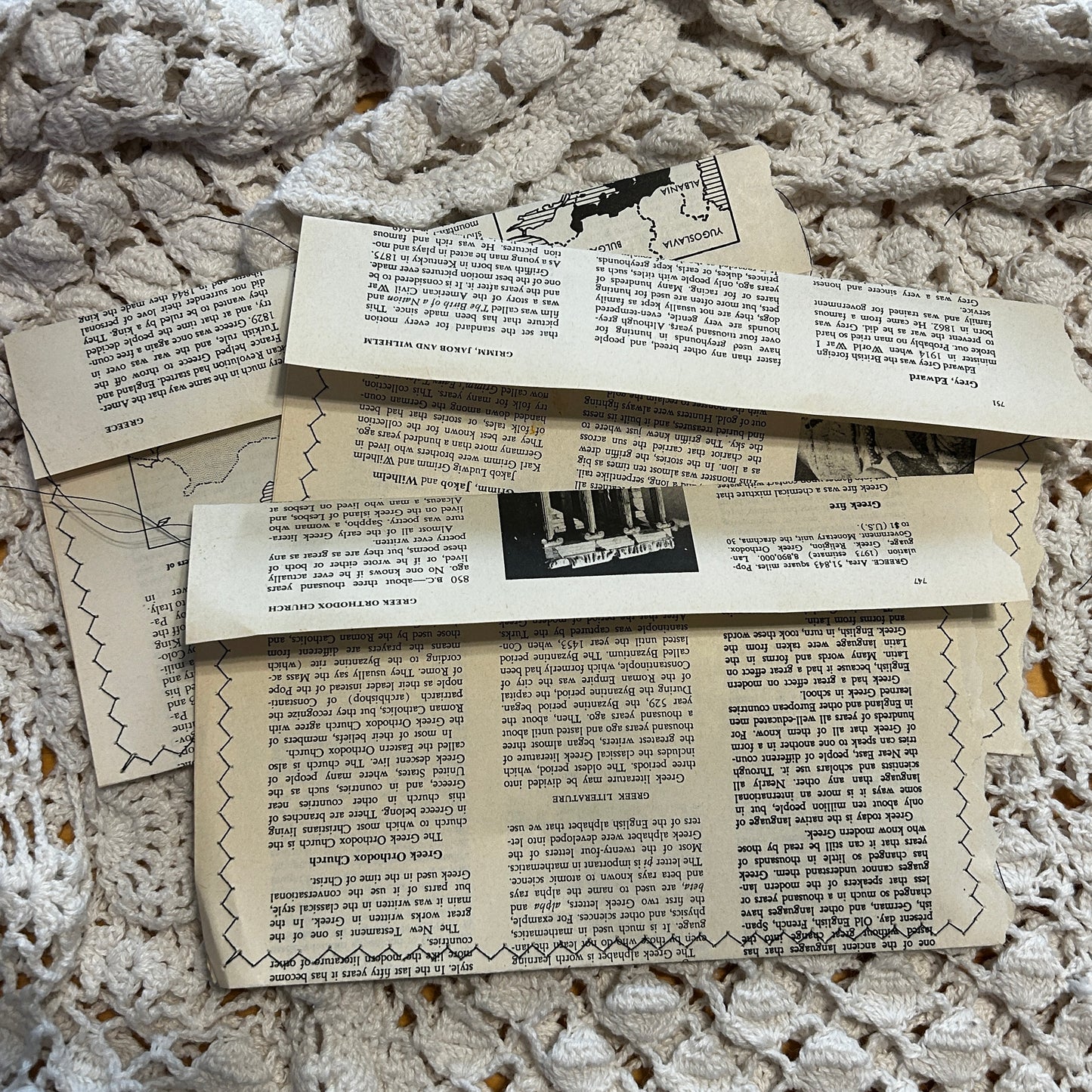 Handmade - Vintage- Book Page Stitched Envelopes