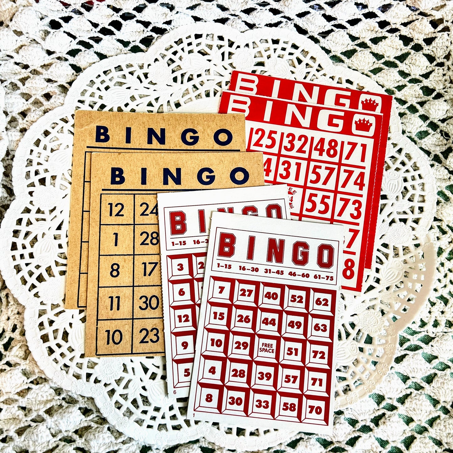 Set of 6 Vintage Ephemera Bingo Cards for Junk Journals, Scrapbooking & Mixed Media Crafts