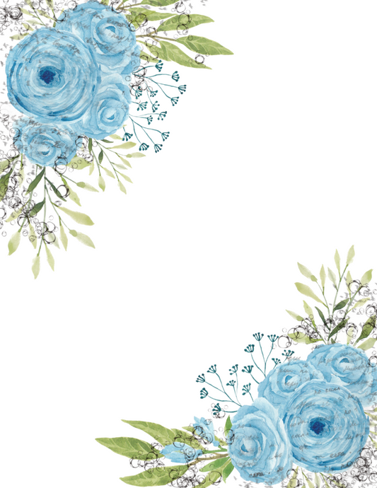 Blue Flowers of Joy Digital Printable.
