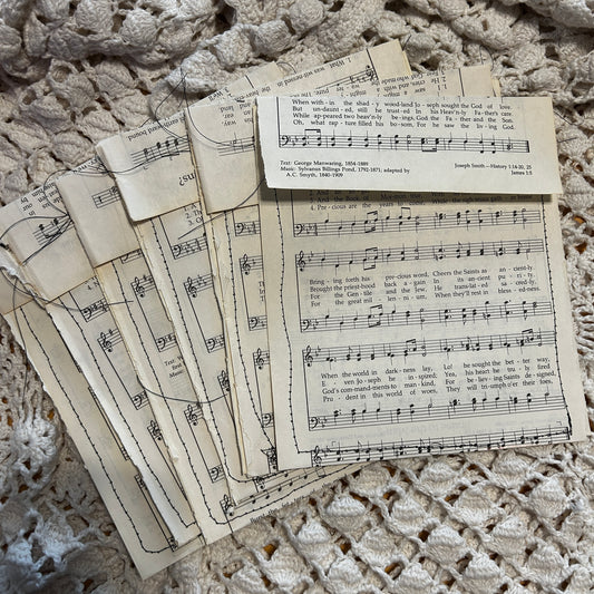 Handmade - Vintage-  Book Page Stitched Envelopes