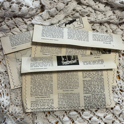 Handmade - Vintage-  Book Page Stitched Envelopes