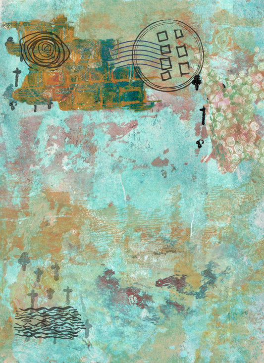 Mixed Media Gelli Print Digital Printable DD2